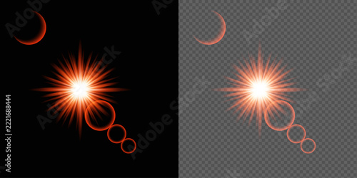 Dynamic light effects a comparison of bright radiant flares on dark and gray backgrounds