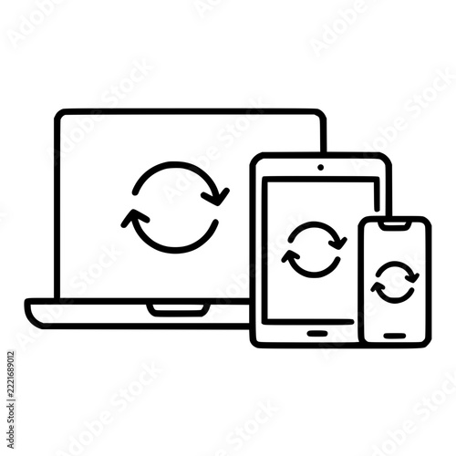 Device Sync Icon Line Illustration. generative AI.