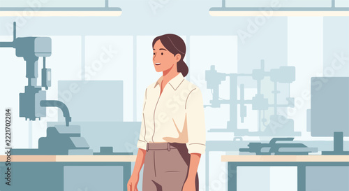 Woman in a workshop with machinery