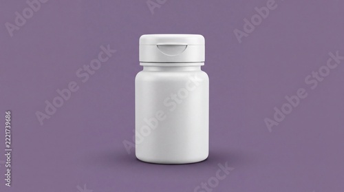 Blank White Plastic Bottle with Flip Top Cap on Muted Mauve Purple Background for Packaging Mockup.