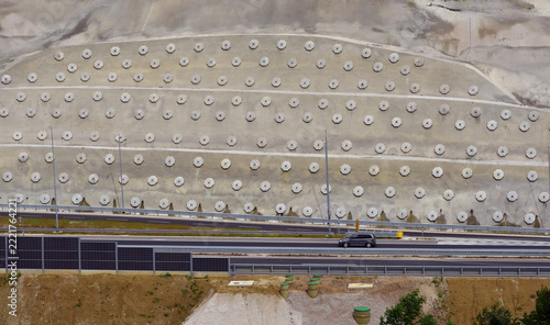 Retaining wall on the highway