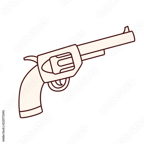 Vintage Style Handgun Line Art Icon on White Background