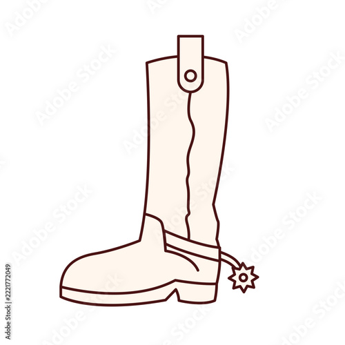Minimalist Western Cowboy Boot with Spur Line Art Illustration