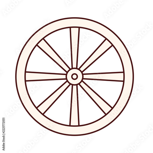 Vintage Wooden Wagon Wheel Vector Illustration and Icon