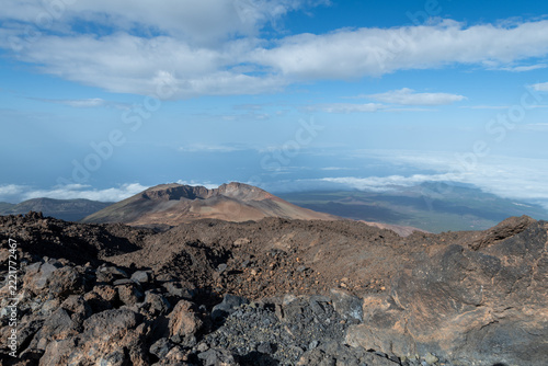 High angle view of Pico Viejo volcano crater in Teide National Park, Tenerife, Canary Islands, Spain