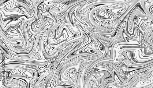 Monochrome black and white swirling fluid liquid texture illustration for luxury brand background