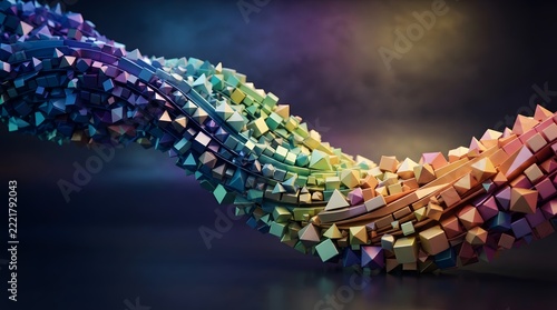 Colorful 3d tech wave pattern 