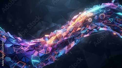 Colorful 3d tech wave pattern 