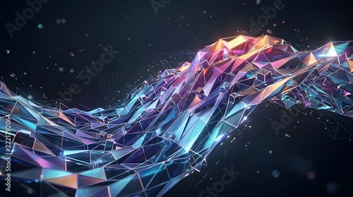 Colorful 3d tech wave pattern 