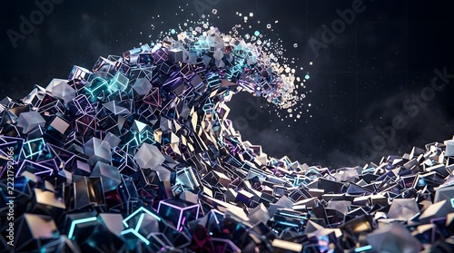 Colorful 3d tech wave pattern 