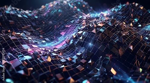 Colorful 3d tech wave pattern 