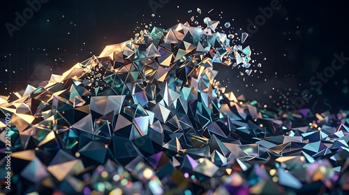 Colorful 3d tech wave pattern 