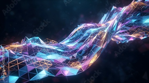 Colorful 3d tech wave pattern 