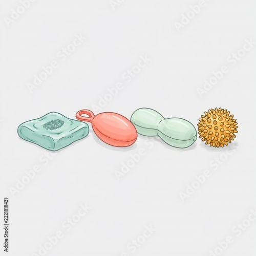 Illustration showing hand sanitizer virus protection process with virus particles
