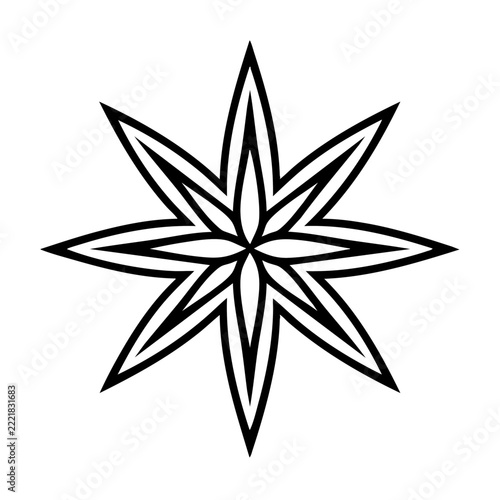 Eight pointed star shape vector icon for minimalist graphic design