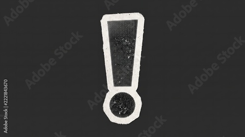 Exclamation Mark Vector Graphic Featuring Distressed Black Warning Sign with White Outline on Dark Background   
