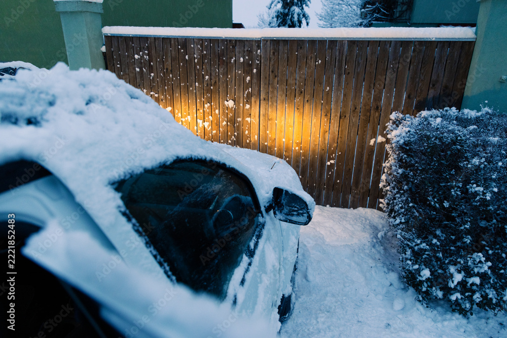 Fototapeta premium snow shoveling after snow storm