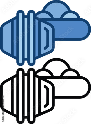 Isolated cloud storage server icons with data transfer illustration