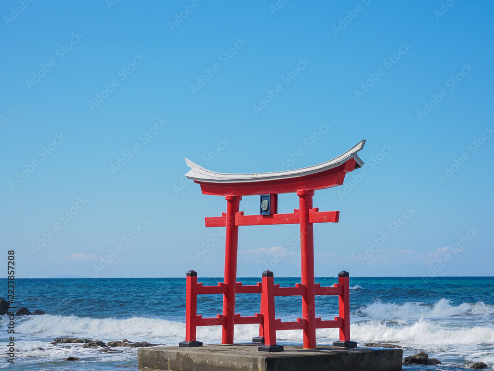 Naklejka premium 海に浮かぶ鳥居