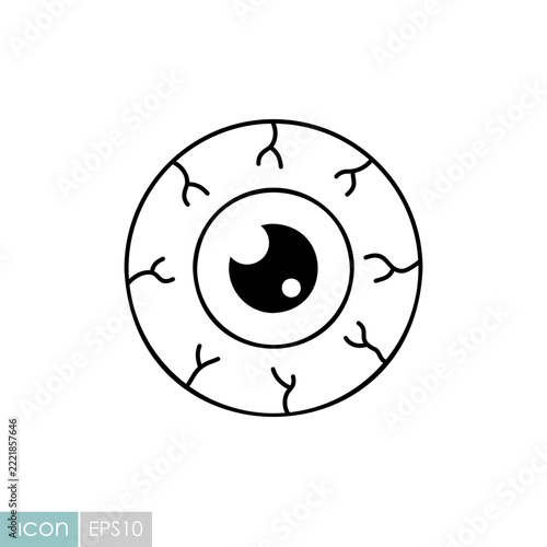Cute Halloween eyeball spooky line icon