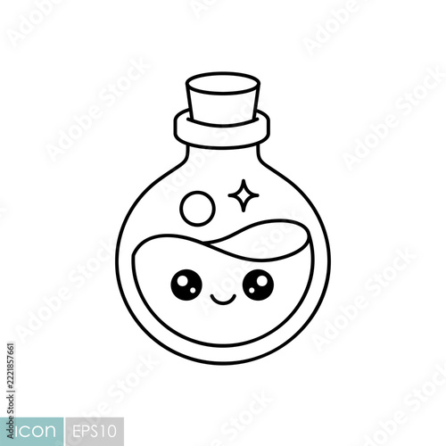 Cute magic potion bottle Halloween icon