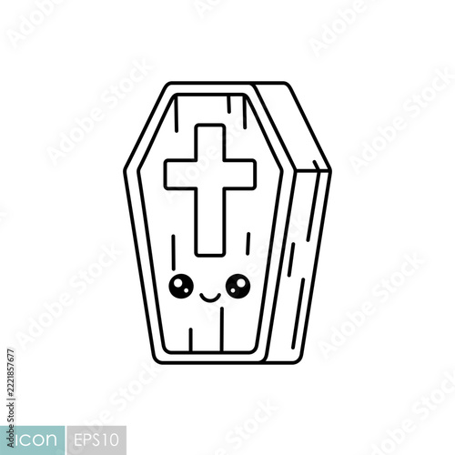 Cute Halloween coffin casket kawaii icon