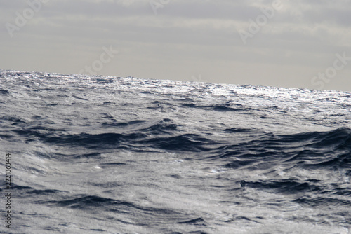 Deep blue waves in the Atlantic Ocean near to Madeira Portugal on a sunny and windy day.