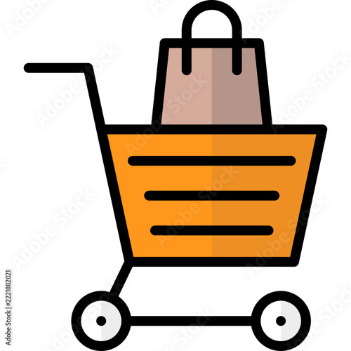 shopping cart icon illustration design with filled outline