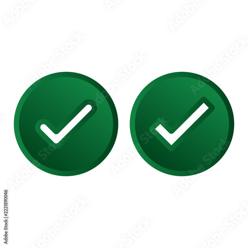 White right tick check mark icon vector on green circle over white background. flat style. tick icon for web site design, logo, app. Green circle with a white checkmark symbol. vector illustration eps