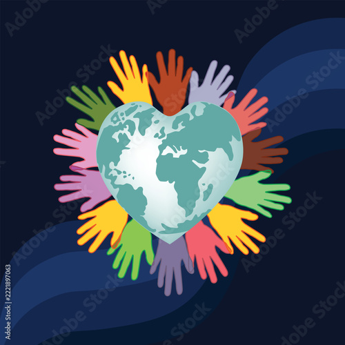 Hand drawing of unity and peace of the world illustration vector