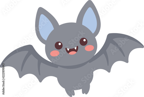 cute cartoon bat flying for halloween celebration on white background