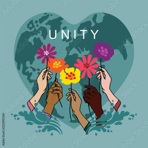 Hand drawing of unity and peace of the world illustration vector
