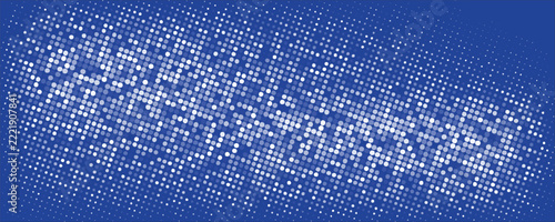 Blue Abstract Halftone Dot Pattern Background with White Circular Geometric Elements and Modern Digital Technology Texture