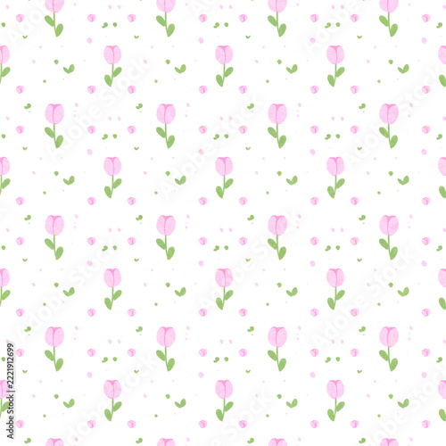 seamless pattern with pink tulips flowers