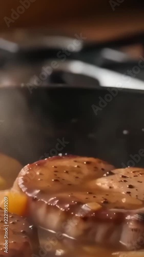 Juicy Seared Pork Medallions Drizzled With Savory Pan Sauce and Caramelized Apples