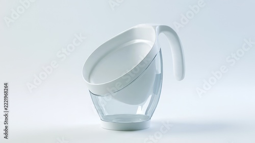 Minimalist Drink Pitcher: A sleek, modern pitcher designed for serving beverages with a stylish aesthetic. Its clear body and white accents offer a clean and contemporary look.