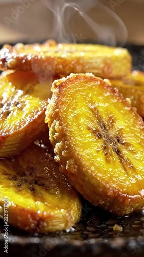 Delicious Golden Fried Plantain Slices, 4K Traditional African Food Culture in Vertical Video