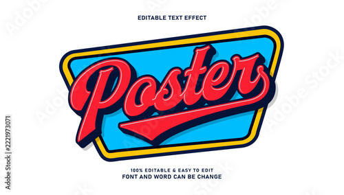 Retro Comic Baseball Poster Editable Text Effect Vector Template