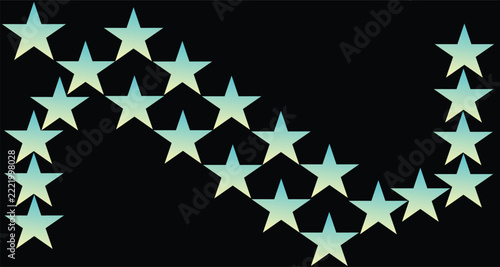 Gradient stars arranged in a wave and border pattern on a black background