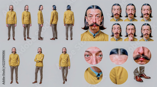 Detailed Character Study of Eccentric Mustachioed Man