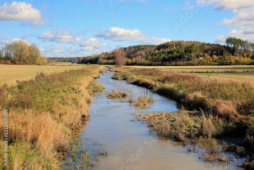 Looking eastward over Muurlanjoki River on a sunny October day.