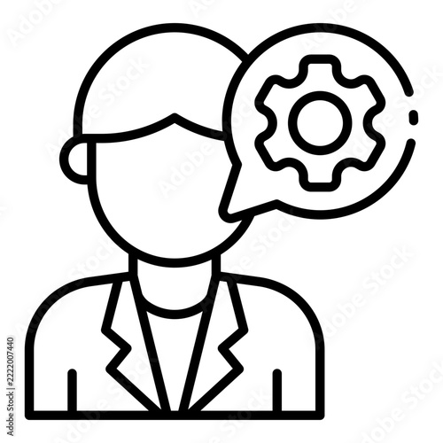 manager outline icon. supervisor with gear bubble. team leadership. operations and admin