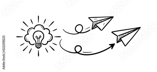 Creative Business Idea Concept With Paper Airplane Vector