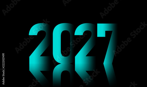 Colorful Happy New Year 2027 Typography Design with Modern Decorative Numbers and Multicolor Script Lettering