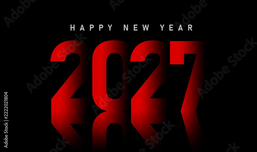 Colorful Happy New Year 2027 Typography Design with Modern Decorative Numbers and Multicolor Script Lettering