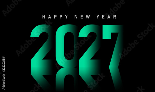 Colorful Happy New Year 2027 Typography Design with Modern Decorative Numbers and Multicolor Script Lettering