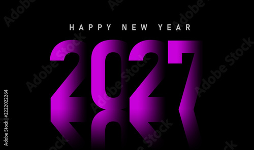 Colorful Happy New Year 2027 Typography Design with Modern Decorative Numbers and Multicolor Script Lettering