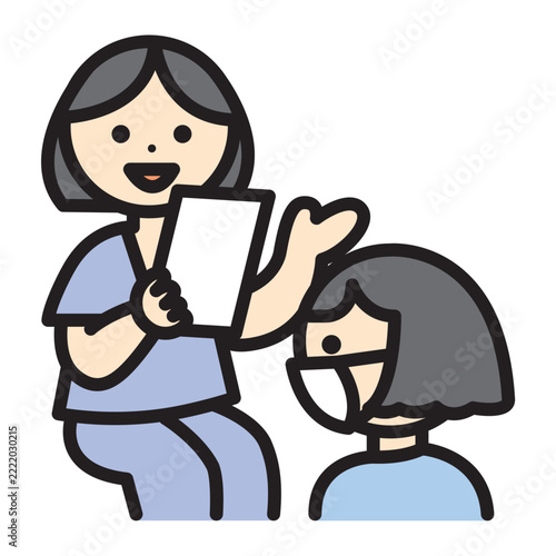 女性医師　看護師　診察のイラスト