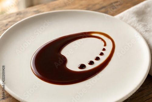 A smooth balsamic reduction, carefully applied in a curve or with a few precise droplets
