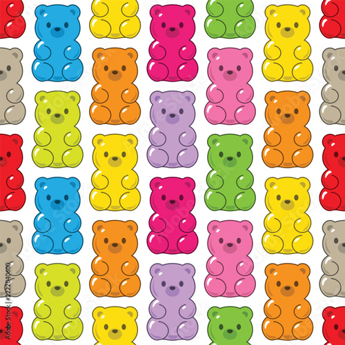 Cute colorful gummy bear vitamins. Perfect for pharmacy design, healthcare apps, posters, packaging, education and infographics. Flat vector illustration